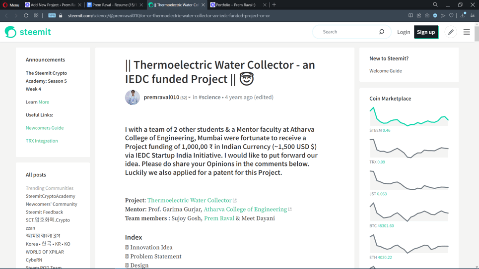 Thermoelectric Water Collector