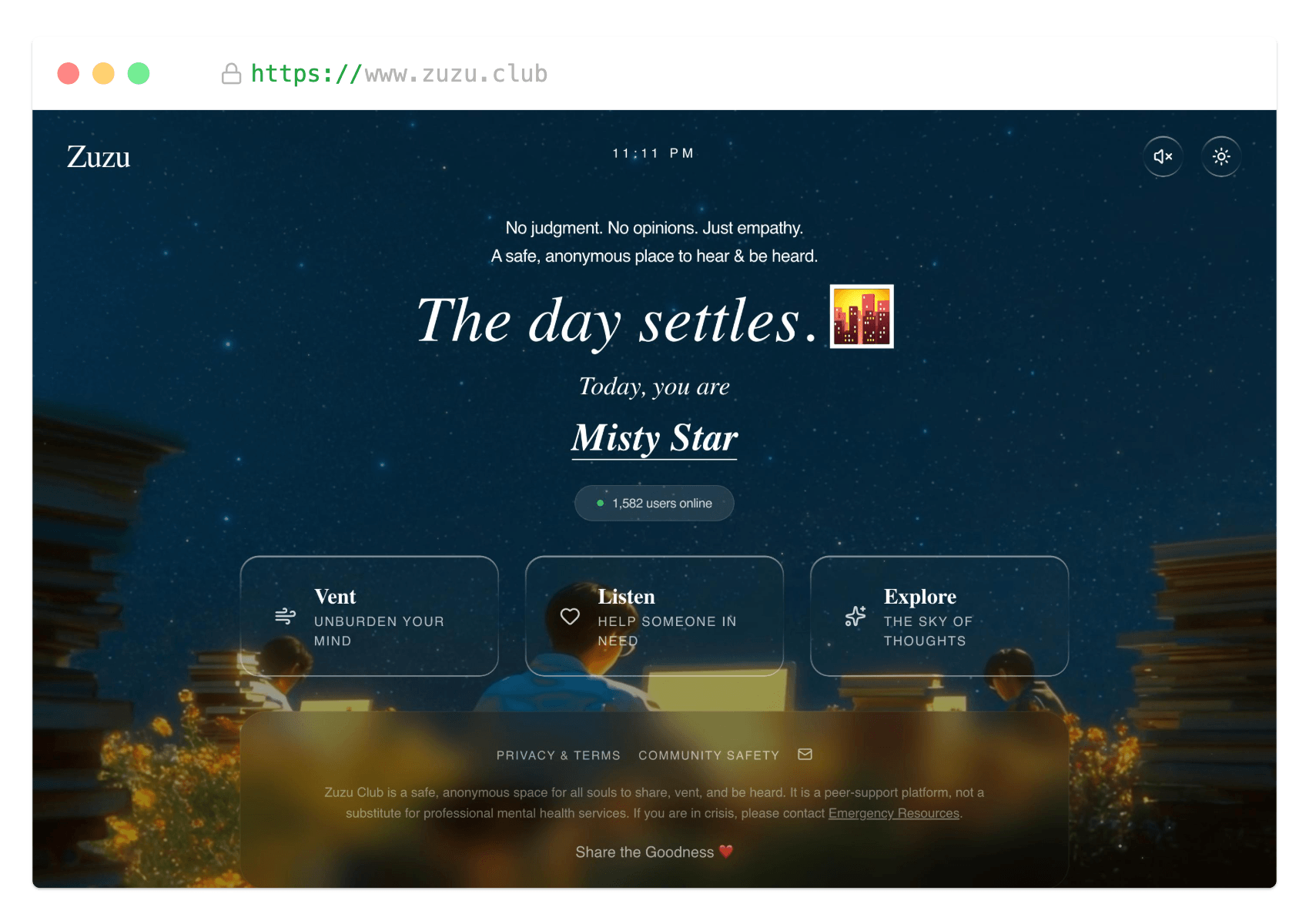  Zuzu Club | Anonymous Emotional Support Platform